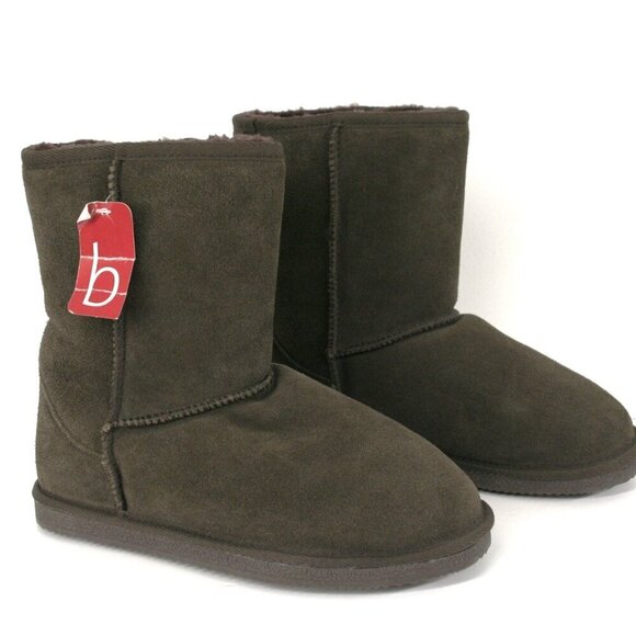 Sz 8 NWT Biotime Suede Chocolate Brown Winter Pull On‎ Sheep Shearling Boots - Picture 1 of 10
